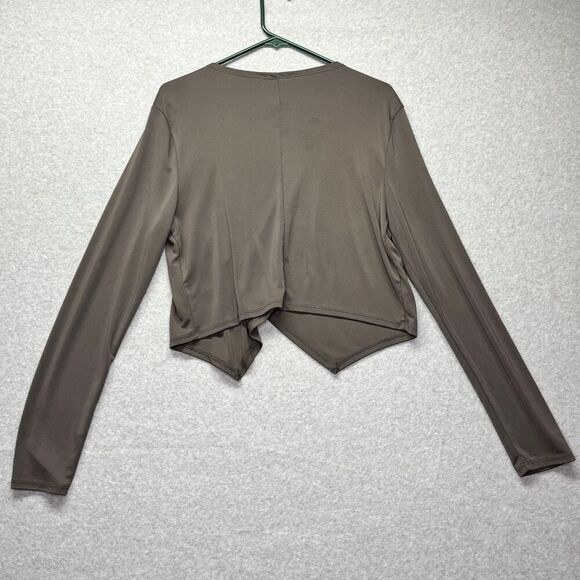 Y2k Carmen Marc Valvo Open Draped Cardigan Wrap Gray size L Stretch - Picture 8 of 8